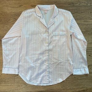 Victoria's Secret Women's Pink & White Striped Long Sleeved Pajama Top sz Small